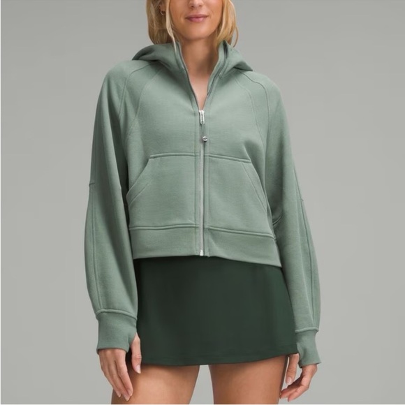 lululemon athletica Tops - Lululemon Eucalyptus Green Oversized Full-Zip Cropped Scuba Hoodie| XS/S